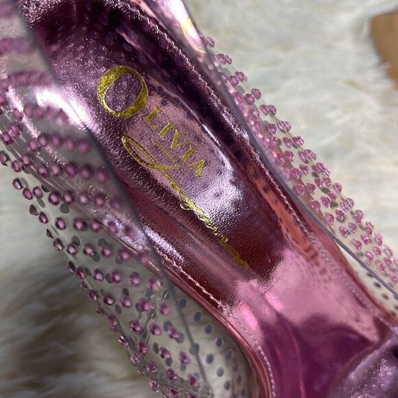 Olivia Ferguson Transparent Rhinestone Pumps Barbie pink Clear Transparent Cinde - Picture 8 of 9